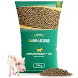 Agrarzone Minischweinfutter Pellets 25 kg - Schweinefutter für Minischweine, Zwergschweine & Teacup - 100% Gentechnikfrei & Mehrfach gereinigt