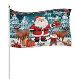 Groß Weihnachtsflagge, 90x150cm Merry Christmas Flagge Banner Doppelseitig Happy New Year Flagge Polyester Gartenfahnen für Outdoor Hof Winter Urlaub Dekoration