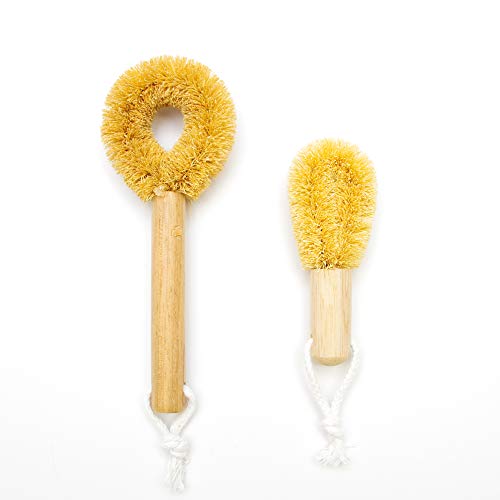 2 Arten von Tawashi a Kitchen Scrub Bürste mit Griff für Geschirr, Pfanne, Topf, Sieb, Spüle und Gemüse