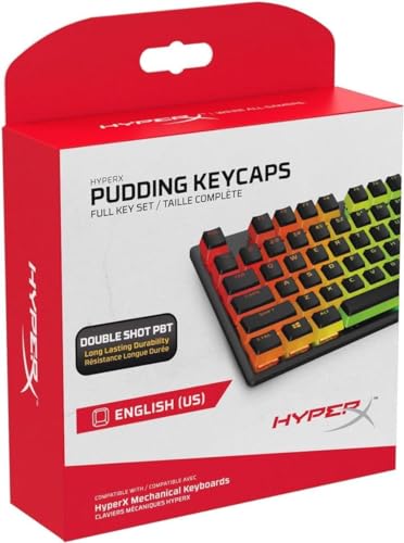 HyperX Pudding Keycaps – Vollständiger Tastensatz – PBT – {Schwarz} – English (US) Layout – 104 Key, Hintergrundbeleuchtet, OEM Profil