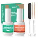 EODCI 2 Pcs 15ml Dipping Powder Liquid Set, 2 In 1 Dip-Pulver System Essentials Kit Basis Top Coat mit Aktivator für das Eintauchen Pulver Nagel Kit