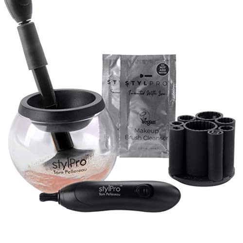 STYLPRO Make-up-Pinselreiniger elektrisch, automatische Pinsel Reinigung. Kosmetikpinsel Reiniger. Reinigung von Kosmetikpinseln. Mit 2 * 10 ml STYLPRO Veganer Make-up-Pinselreiniger