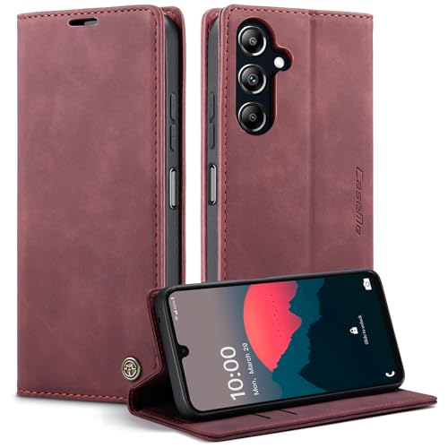 KZB Handyhülle für Samsung Galaxy A16 5G/4G Hülle Premium Leder Klappbar Tasche Flip Case Magnet Kartenfach Standfunktion Klapphülle Schutzhülle für Samsung Galaxy A16 5G/4G - Weinrot