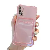 Miagon Brieftasche Hülle für Samsung Galaxy A51,Kartenhalter Crystal Transparente Rückseite Handyhülle Kunststoffhülle Dünn Weiche TPU Stoßfeste Schutzhülle