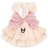 Prinzessinnenkleid für kleine Hunde, Katzenkleid mit Schleife, Kleid mit Ring, niedlicher Tutu-Rock, Sommer-Kostüm, Haustier-Outfits für Shih Tzu, Yorkie, Chihuahua, Größe S (1.5-2.5 kg), Weiß