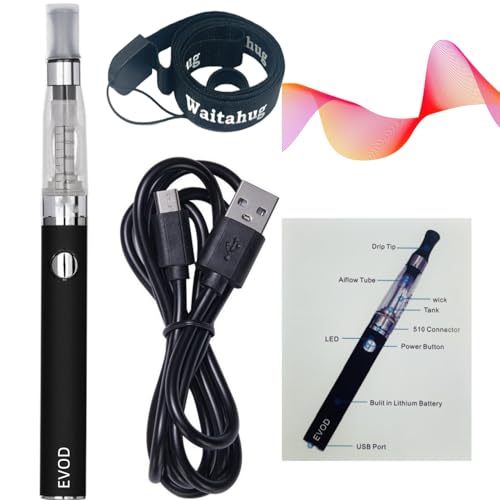 eGo Evod E Zigaretten Starterset, 900 mAh E-Zigaretten Akku, Bottom Micro USB Aufladung, Einzelpack, CE4 510er Verdampfer,Vapes kit,vape aufladbar,e cigarettes vape (schwarz)