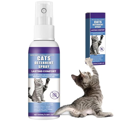 JJPJL Katzenabwehrspray 100ml,Anti Kratz Spray Katzen,Katzen Fernhaltespray für Innen und Außen,Katzenspray Fernhaltespray,Natürliche Inhaltsstoffe,für Schützt Möbel,Pflanzen,Böden,Katzentraining