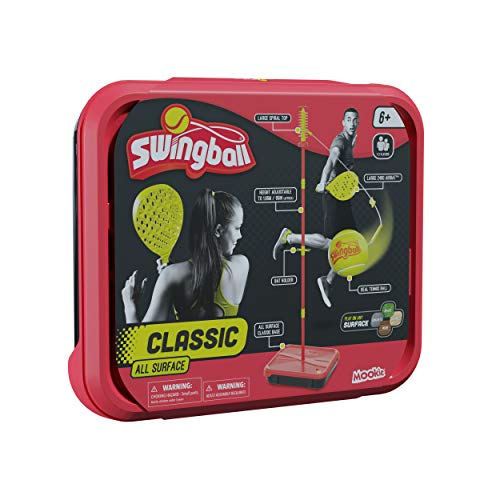 Swingball Klassischer All Surface Echter Tennisball | Meisterschaftsschläger | All Surface Base | 6+ bis Erwachsene,Rot und Gelb | Ballspiel für draußen | Tennisspiel