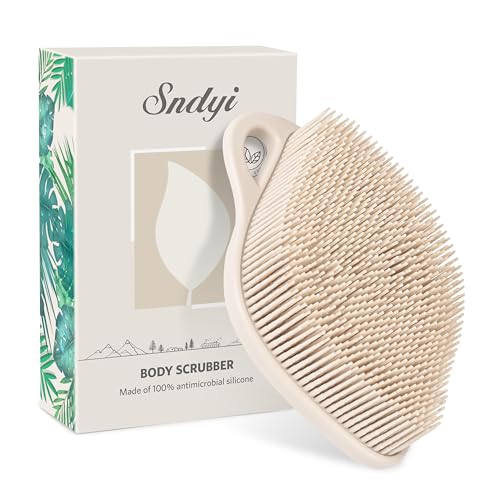 Sndyi Silikon Körperbürste, Silikon Duschbürste für Sanfter Exfoliierender,Blatt-förmiger Silicone Body Scrubber mit Schaumbildenden Borsten, Silicone Duschschwamm für Empfindliche Haut, Haferflocken