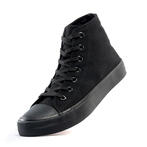 sharllen Unisex Sneaker Stoffschuhe Damen Herren Canvas Schuhe High Top Turnschuhe(Black1 270)