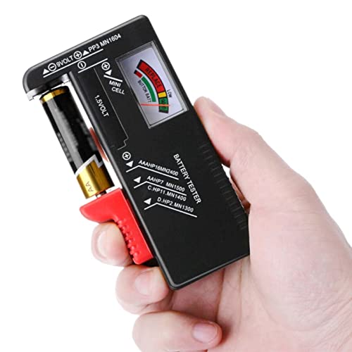 ZHITING Batterietester, Batterietester mit analoger Anzeige-zur Kontrolle des Ladezustandes, passend für AA AAA C D 9V 1,5V Knopfzellenbatterie Akku