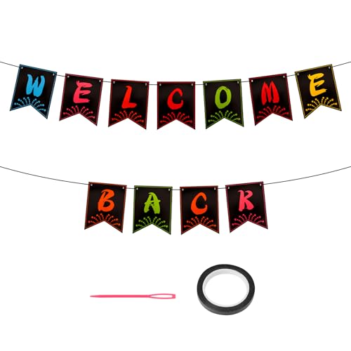 Welcome Back Girlande, Farbe Welcome Back Deko, Farbe Dreieck Flagge, Willkommen Zurück Banner Farbe Herzlich Willkommen Girlande für Schuldekoration Klassenzimmer Dekoration Familie Aktivitäten Deko