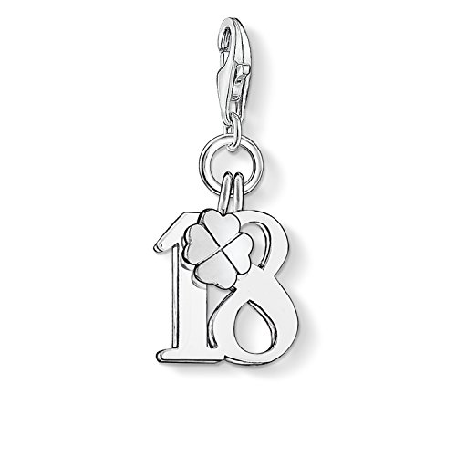 Thomas Sabo Damen Charm-Anhänger Nummer 18 Kleeblatt Charm Club 925 Sterling Silber 0473-001-12