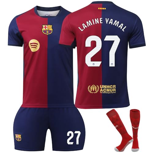 Generisch Basa Fußball Jerseys Anzug 24/25 Red Blue Colorblock Football Jerseys 27 Lamine Yamal Trikot Kinder 1 TER Stegen 9 Lewandowski 8 Pedri Kids Boys Mens Sport Trainning Soccer T Shirt Outfit