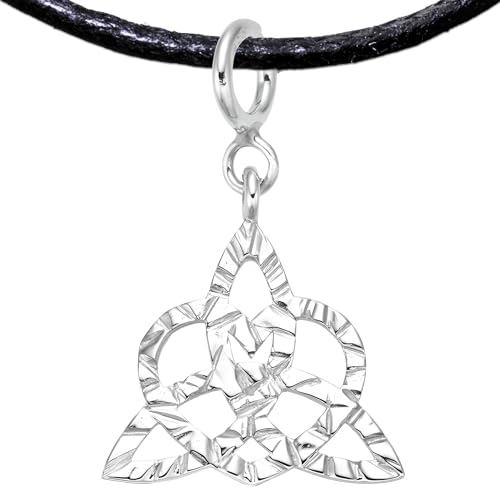 PRIDE Fashion Jewelry: Handgefertigter Keltischer Knoten mit Herz Triquetra Anhänger mit Halsband, Charm Keltische Knotenmuster Silber 925 Triqueta Schmuck für Kette (Silber Platiniert, Keltisch)