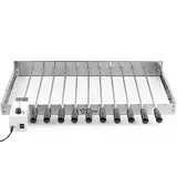 BBQ-Toro elektrischer Spiessdreher | Edelstahl Drehspiess Aufsatz mit 11 Spießen und Motor | größenverstellbar (B) 70 x (T) 26-40 cm | mit Netzstecker und USB | Mangal Schaschlik (Motor vorne Links)