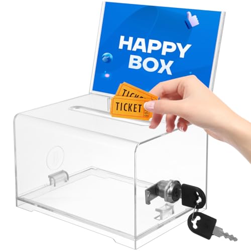 AOKWAWALIY Transparente Vorschlagsbox Durchsichtige Spendenbox Aus Acryl Für Wohltätige Zwecke Mit Schloss Sammelkarten Tombola-Box Für Die Abstimmung