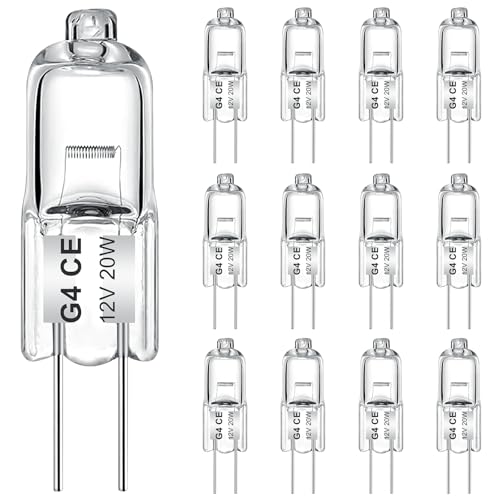 AUZOSL Hochwertige G4 Halogenglühbirne 12 Stück, 20W, 2700K Energiesparendes Leuchtmittel für helle Beleuchtung in Wohnräumen, Büros und Geschäftsräumen (20W)