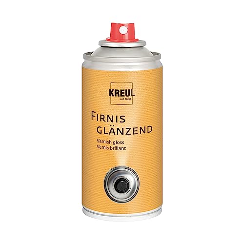 KREUL 811150 - Firnis glänzend, 150 ml Spraydose, sehr elastischer Schlussfirnis, erhöht die Haltbarkeit gegenüber äußeren Einflüssen, nicht gilbend, trocknet wasserfest