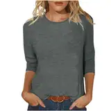 Shirt 3/4 Arm Damen, Tshirt Damen 3/4 Arm Sommer Rundhals T-Shirt Basic Langarmshirt Lose Sport Shirt Frauen Elegant Tunika Oberteile Pullover Tops Teenager Mädchen Sweatshirt Kleidung Klamotten