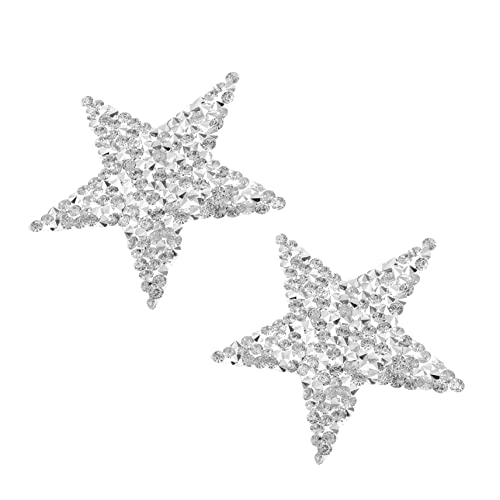 DOITOOL 4Stücke Silberne Patches Selbstklebende Applikationen Für Kleidung Dekoration DIY Handwerk Hochwertige Strass Aufnäher Für Jacken Taschen Und Jeans