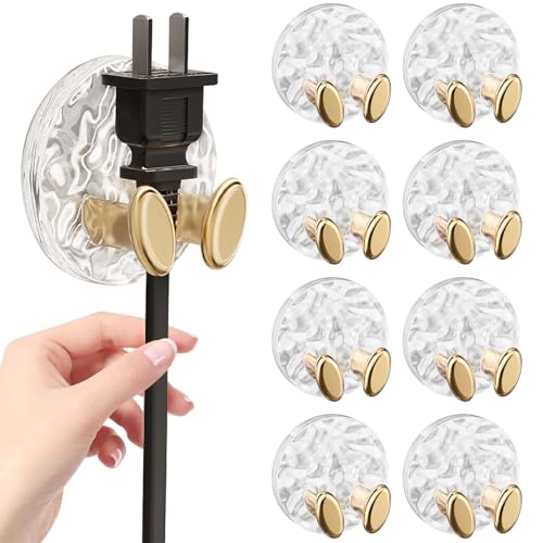 Marjoramy 8 Stück Klebehaken,Handtuchhalter Ohne Bohren,Kleiderhaken Kinder,Kleiderhaken Selbstklebend,Wandhaken Für Stecker Und Kabel, Ideal Für Küche, Büro Und Steckdosen (Gold)