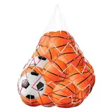 JJUNW Ballnetz für 10 Bälle, Ballsack Balltaschen Balltragenetz Ball Carry Net für 10–15 Bälle, Mehrzweck Sport Netztasche für Fußball Basketball Volleyball Rugbyball Handball