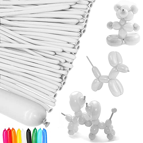 Weiss Modellier Luftballon - 100 Stück Lange Magic Ballons für Geburtstag, Feiern, Partys, Hochzeiten, Jubiläen