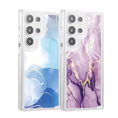 2 Stück Nadoli Bunt Marmor Handyhülle für Samsung Galaxy A32 4G,Transparent Case mit Aesthetic Marble Muster Weich Silikon Dünn TPU Stoßfeste Schutzhülle Cover