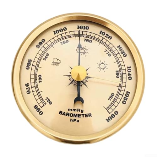 HEIBTENY Haushaltsbarometer Aluminium,Barometer Einstellbares Barometer,70 Mm Keine Batterien Erforderlich, Mechanisches Uhrwerk Erforderlich.