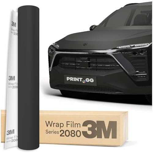 PRINT.GG Autofolie 3M 2080 Mattes Schwarz M12, 152 x 80 cm, Selbstklebende Folie Car Wrapping Folie, Robuste Lackschutzfolie Auto, Motorrad, Boot, Fahrrad, 80 mils