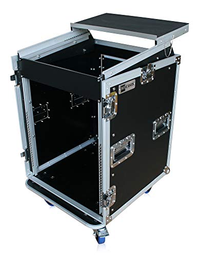 Winkelrack 14HE+10HE oben Notebook-Ablage Rollen Flightcase DJ Case