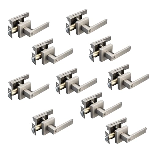 NCSEN Manijas para Puertas Türgriffe aus Satin-Nickel, für Bett und Bad, robuste Türdrücker, Türschloss, 10 Stück