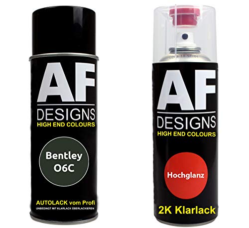 Alex Flittner Designs Autolack Spraydose Set für Bentley O6C Brewster Green 2K Klarlack Basislack Sprühdose Spraydosen 2x400ml