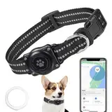 Hund GPS Tracker, Mini GPS Tracker Ohne ABO für Hunde, (nur IOS) mit wasserdichte Reflektierendes GPS Hunde Tracker Halsbänder, Tracking Standort von Haustieren, Arbeite mit Find My (1P) A