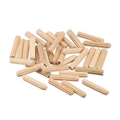 sourcing map Holz Taube Pins 36stk. 4x20mm (5/32"x3/4") Geriffelt Abgeschrägt Enden Holz Taube Pegs Ofen Getrocknet Hartholz für Holzbearbeitung Möbel Regal