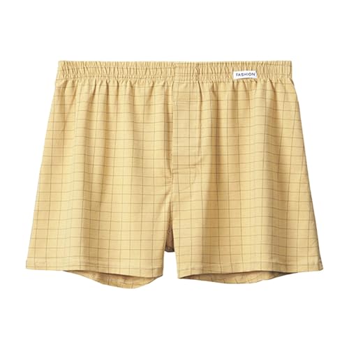 WKAYsIV Heimhosen, Höschen, Dicke Hosen, lockere Boxershorts, atmungsaktive Boxershorts Herren Retro (Khaki, XXXXL)