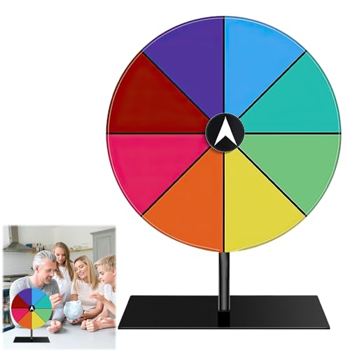 SKIKHN Glücksrad Zum Drehen, 27 cm Spinnings Prize Wheel, Glücksrad zum Selbstgestalten, Gluecksrad Gluecksrad mit Ständer, Glücksrad Spielzeug mit Markierstift, Für Karneval, Messen