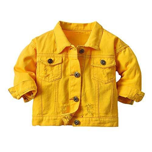 Mashaouyo Baby Kinder Winterjacke Modische Einfarbig Jeansjacke Wintermäntel Lang Herbst Winter Oberbekleidung Kinderkleidung Outwearorn Streetwear für Jungen Mädchen Modische