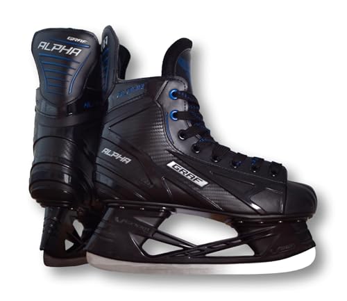 Schlittschuhe Alpha GRAF Erwachsene Senior Freizeit Hobby Eishockey schwarz/blau Unisex Ice Skates (42)