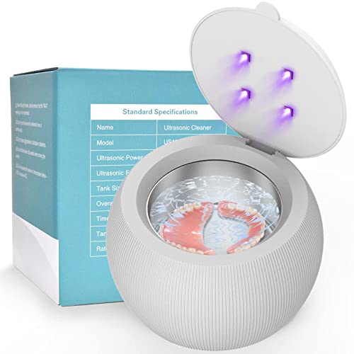 Ultraschallreiniger UV Ultraschallreinigungsgerät für Zahnersatz, Aligner, Retainer, Whitening Trays, Night Dental Mouth Guard, Zahnbürstenkopf, Ultraschall-Reinigungsbox (200ML)