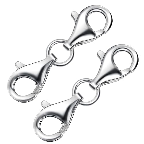 TIESOME 2 Stück 925 Silber Doppelöffnung Karabinerverschluss, Doppelte Öffnung Halskette Verlängerung Classic Double End Design Armband Extender Double Claw Connector für Schmuck Armbänder