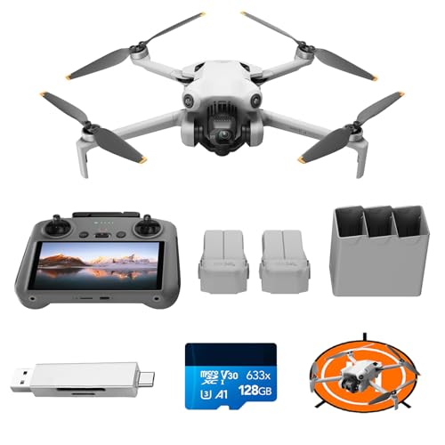 DJI Mini 4 Pro Fly More Combo mit DJI RC 2 Fernsteuerung (Bildschirmfernsteuerung) mit Zubehör, faltbare Mini-Drohne mit 4K-Kamera, unter 249g, 34 Minuten Flugzeit, 2 zusätzliche Akkus, Klasse-C0