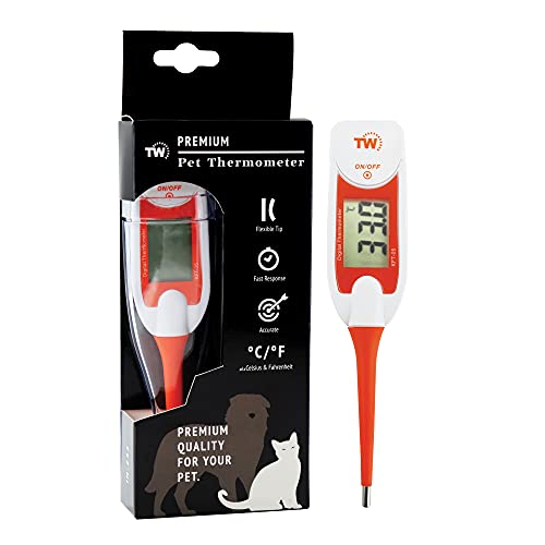 Premium Haustier-Thermometer für Tierbesitzer von Hunden, Katzen, Pferden, flexible digitale Temperatursonde inklusive Tierärztlichen Hobdays Chart