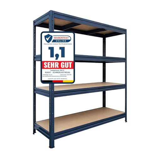 OfficeMarshal Schwerlastregal extra breit - XXL Breite 200 cm - Metallregal mit 1200 kg Gesamttraglast - Steckregal für Garage, Keller, Werkstatt - 2 Breiten & 3 Farben (grau, 177x200x60 cm)