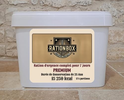 Premium Notfallverhältnis - 174 Portionen - Nahrungsmittel-Set für 7 Tage, gefriergetrocknete Mahlzeit - Rationbox
