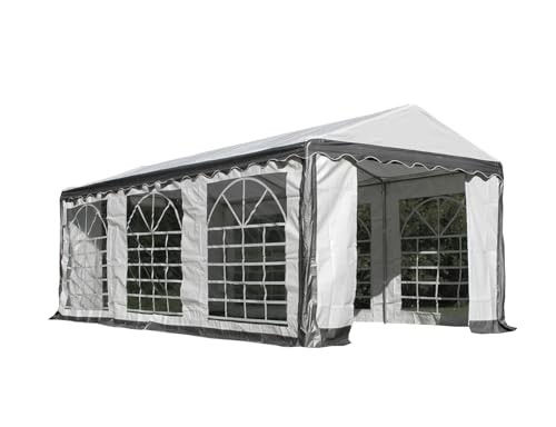 Dancover Partyzelt Pavillon Festzelt Plus 3x6m PE, Grau/Weiß