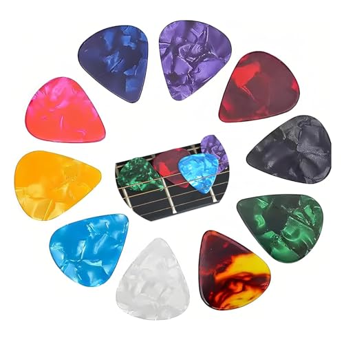 SYQZMYA 12er Set Plektrum,Mit 0,5 0,75 1,0 mm verschiedenen Stärken Guitar Picks,Vielseitige Gitarren zubehör Plektrum akustikgitarre,für Akustik Gitarre,E Gitarre,Ukulele,und Bass