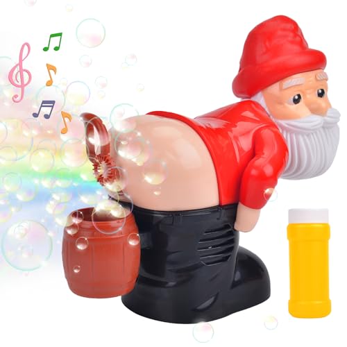 Bubble Fart Blower, Automatische Furz-Blasengebläse, Weihnachtsmann Seifenblasenmaschine mit Lichtern und abschaltbarem Sound für Kinder, Zeremonie, Weihnachten, Party