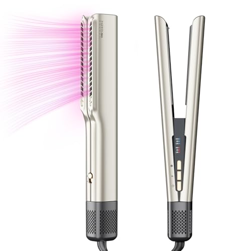 Air Haarglätter, PARWIN PRO BEAUTY Ionen Air Glätteisen, Nass bis Trocken, Ohne Heizplatten, Ohne Hitzeschäden, Glätten mit Luft, für Mittleres Haar und Langes Haar(35-75cm), Champagnersilber